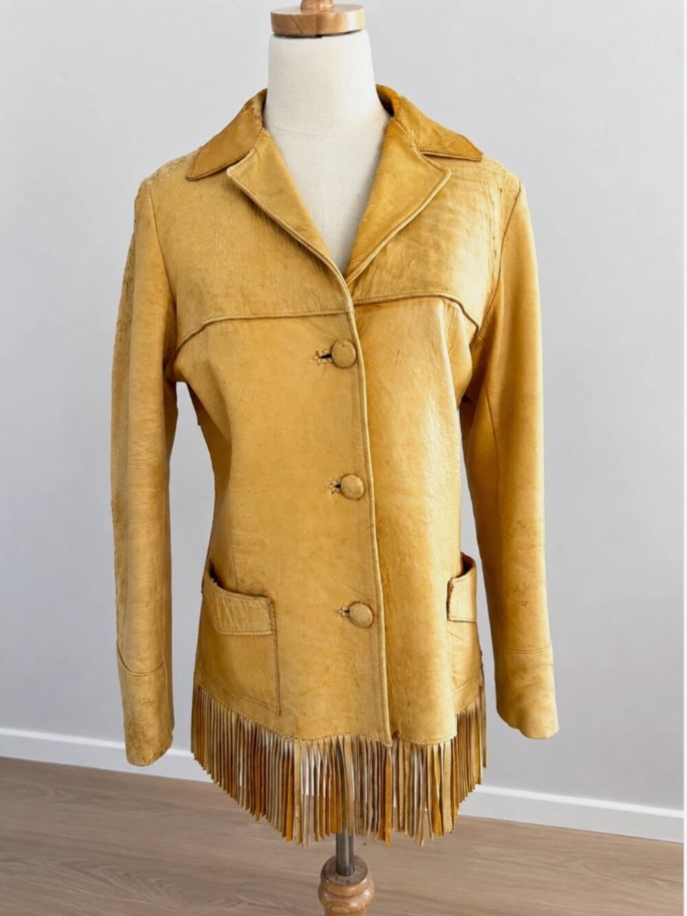 Cowgirl Butterscotch Leather Fringe Jacket W Sz 6 Festival Western Thrashed